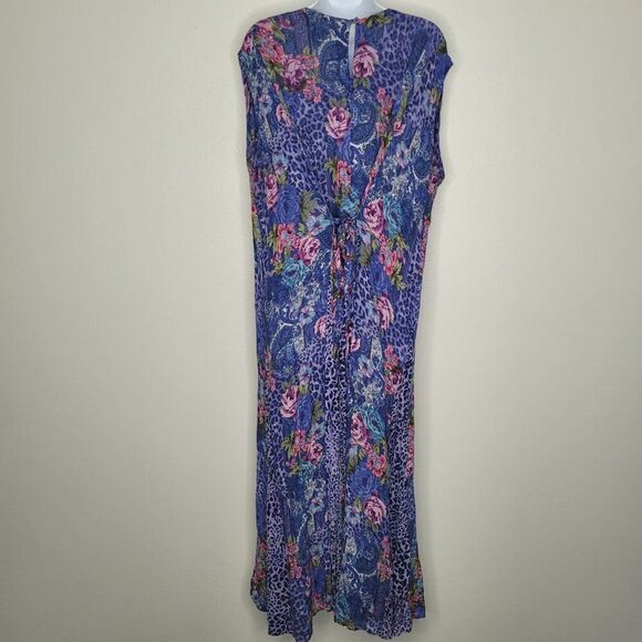 Vintage American Vintage II purple pink mixed print grunge maxi plus size dress - Picture 2 of 6